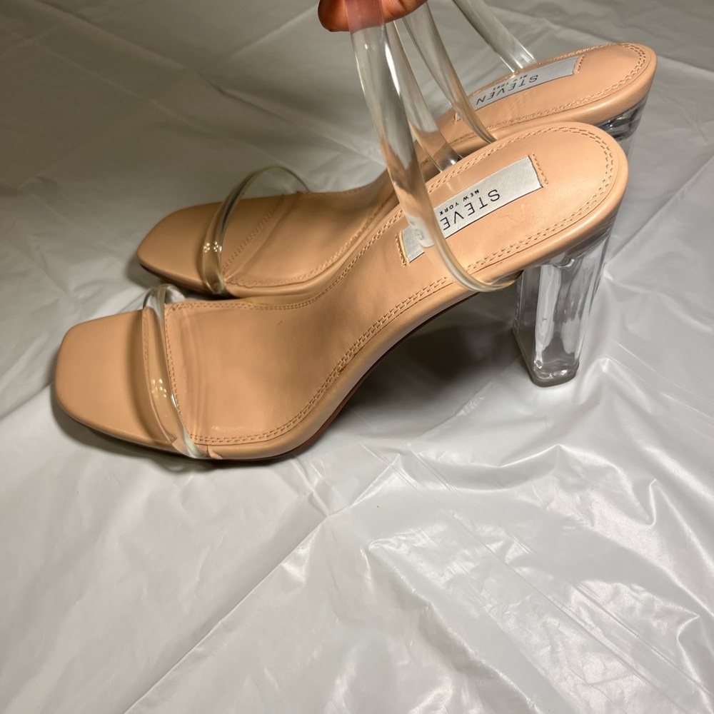 Steve Madden Nude Heels with Clear Straps - Picture 6 of 11